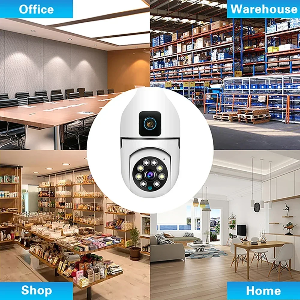 4MP Dual Lens WIFI Bulb Camera CCTV IP Wireless PTZ Cameras Color Night Vision Two-Way Audio Indoor Video Surveillance Cam