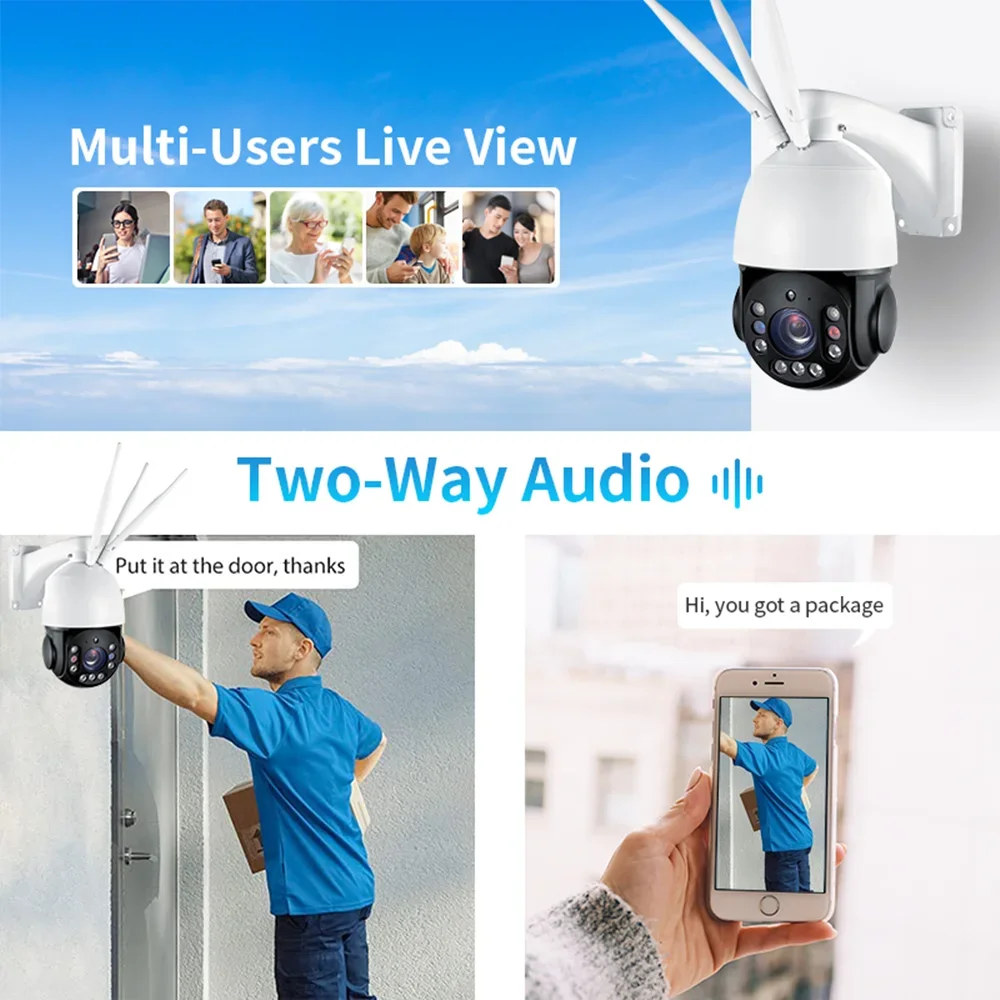 4k wifi wireless camera security 30x optical zoom ptz ai face detection ip network camera outdoor cctv surveillance video camer