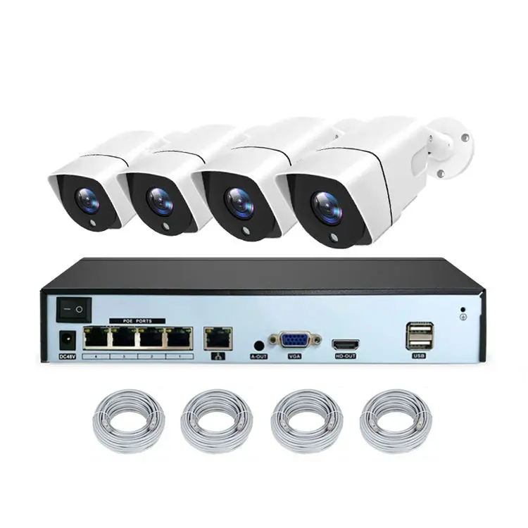 2023 H.265 4 Channel 5MP Network Waterproof IP Cameras Indoor Outdoor Video Surveillance Security System POE NVR Kit