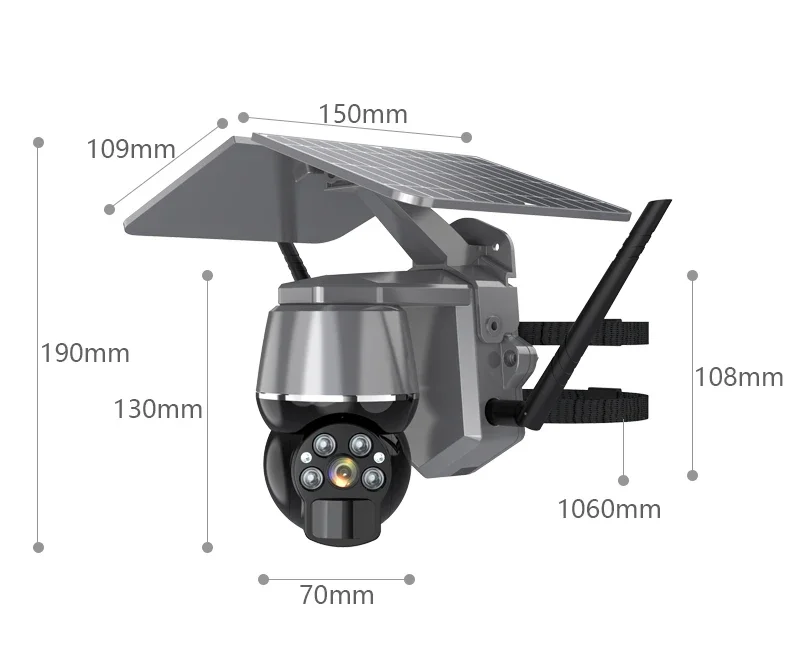 Low Power Consumption Wireless  4G 355 Degree  WIFI Network Video Surveillance Camera Solar Street Camera With Night Light