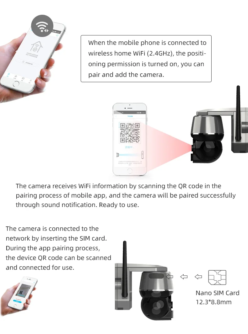 Low Power Consumption Wireless  4G 355 Degree  WIFI Network Video Surveillance Camera Solar Street Camera With Night Light