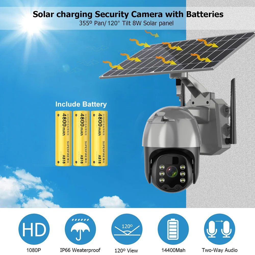 YYHC UBOX 1080P HD Video Surveillance IP WiFi Camera Solar 4G SIM Card CCTV Camera Outdoor Wireless Home Security PTZ Camera
