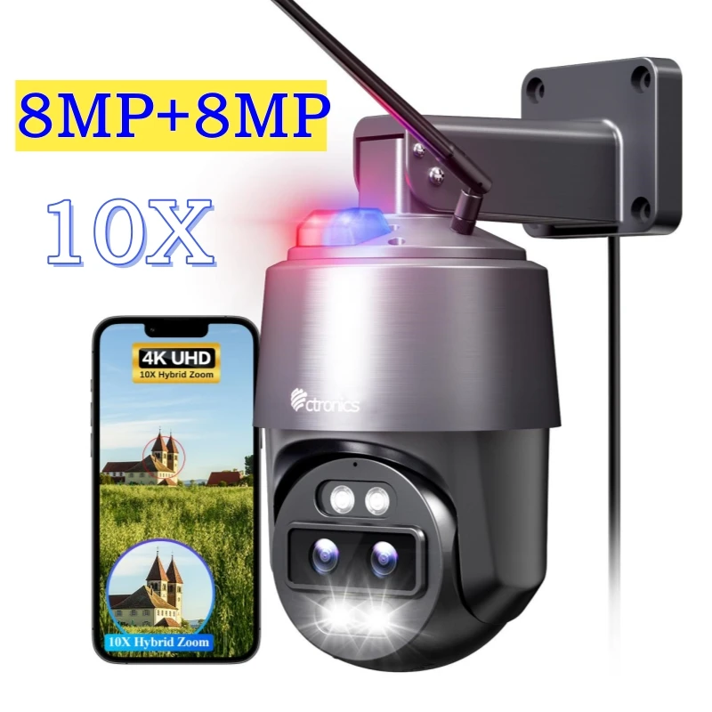 Ctronics Outdoor Wifi Surveillance Camera 4K 16MP 8MP + 8MP Dual Lens 360 10X Auto Zoom Tracking Security Camera Real 4K IMX415 Ctronics Outdoor Wifi Surveillance Camera 4K 16MP 8MP + 8MP Dual Lens 360 10X Auto Zoom Tracking Security Camera Real 4K IMX415