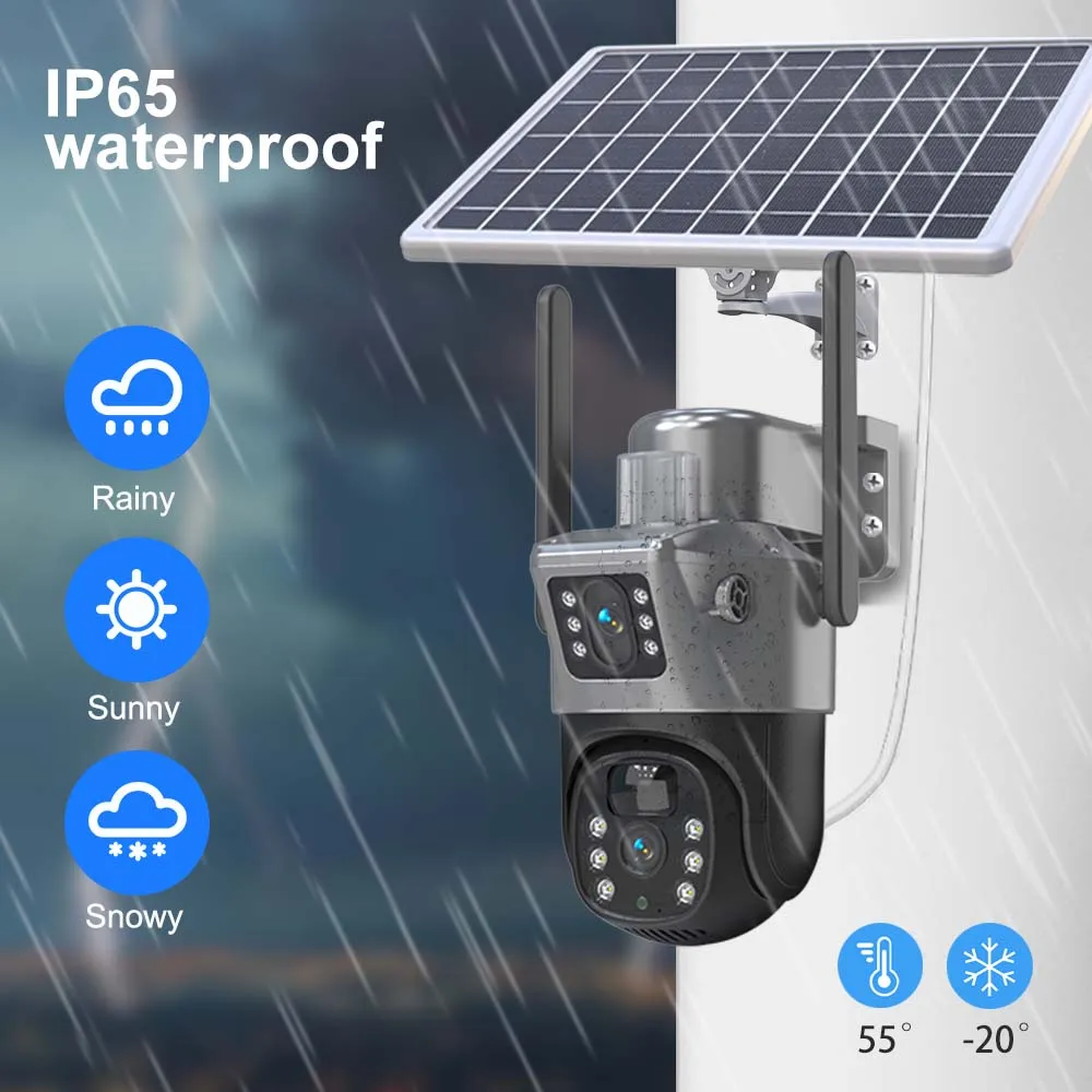 8MP 4K WiFi Solar Camera Outdoor Wireless CCTV Surveillance Camera With Solar Panel Dual Lens PTZ IP Cam Security Protection