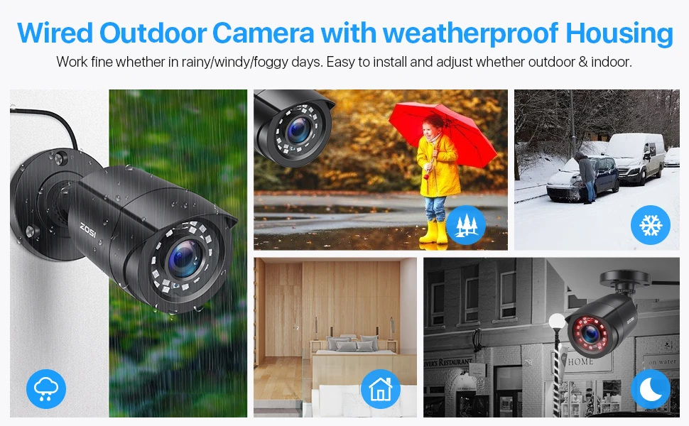 ZOSI 4pcs/lot 1080p HD-TVI CCTV Security Camera ,80ft Night Vision ,Outdoor Whetherproof Surveillance Camera Kit