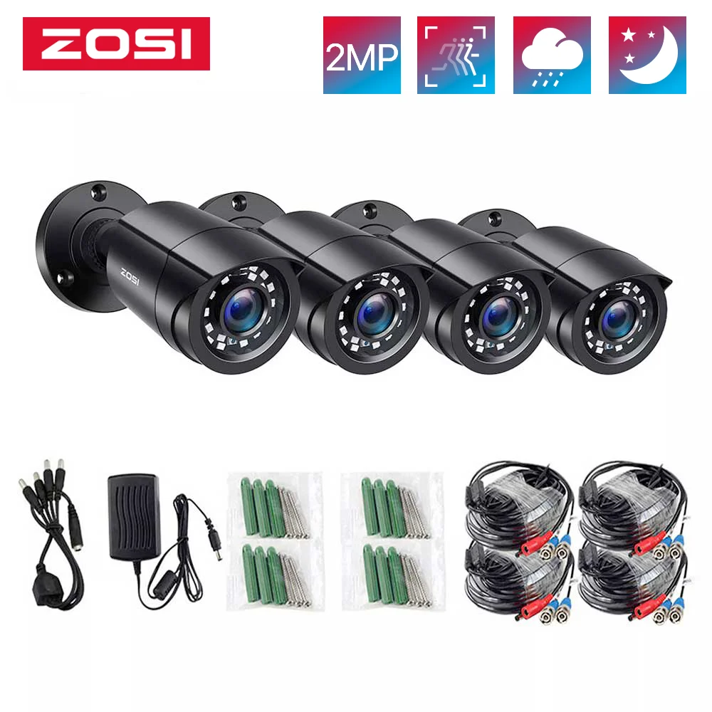 ZOSI 4pcs/lot 1080p HD-TVI CCTV Security Camera ,80ft Night Vision ,Outdoor Whetherproof Surveillance Camera Kit ZOSI 4pcs/lot 1080p HD-TVI CCTV Security Camera ,80ft Night Vision ,Outdoor Whetherproof Surveillance Camera Kit