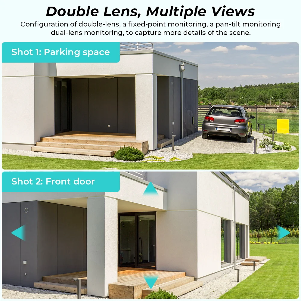 4K 8MP WiFi PTZ IP Camera Dual Lens &Screen Auto Tracking Outdoor Waterproof Security Video CCTV Surveillance Camera Light Alarm