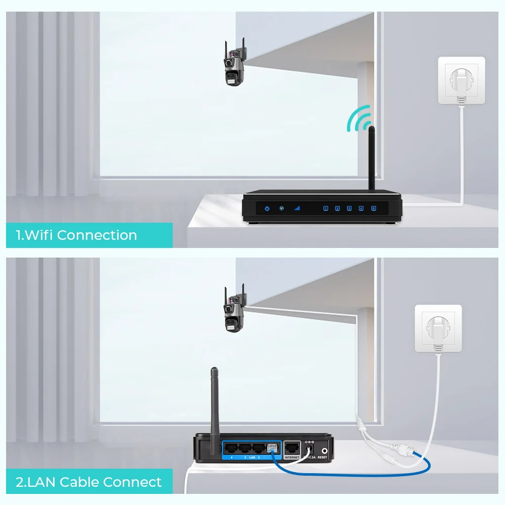 4K 8MP WiFi PTZ IP Camera Dual Lens &Screen Auto Tracking Outdoor Waterproof Security Video CCTV Surveillance Camera Light Alarm