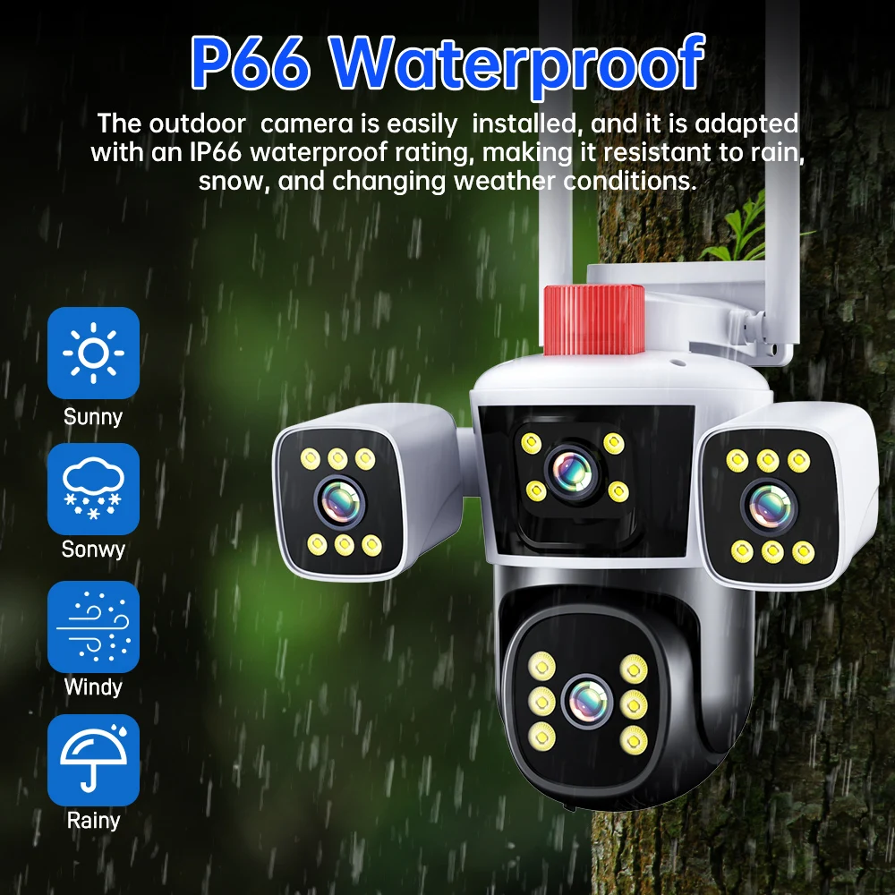 DIFANG WiFi Security Camera Outdoor, 3 Lens Rotatable,Two Way Talk,Motion Detection, night vision, 360° wireless CCTV Camera DIFANG WiFi Security Camera Outdoor, 3 Lens Rotatable,Two Way Talk,Motion Detection, night vision, 360° wireless CCTV Camera