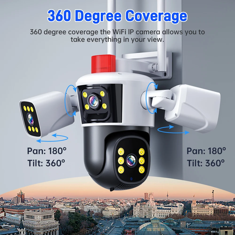 DIFANG WiFi Security Camera Outdoor, 3 Lens Rotatable,Two Way Talk,Motion Detection, night vision, 360° wireless CCTV Camera DIFANG WiFi Security Camera Outdoor, 3 Lens Rotatable,Two Way Talk,Motion Detection, night vision, 360° wireless CCTV Camera