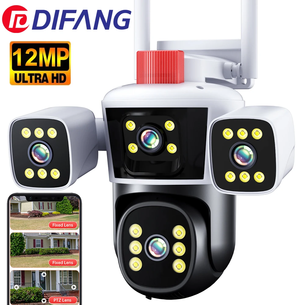 DIFANG WiFi Security Camera Outdoor, 3 Lens Rotatable,Two Way Talk,Motion Detection, night vision, 360° wireless CCTV Camera DIFANG WiFi Security Camera Outdoor, 3 Lens Rotatable,Two Way Talk,Motion Detection, night vision, 360° wireless CCTV Camera