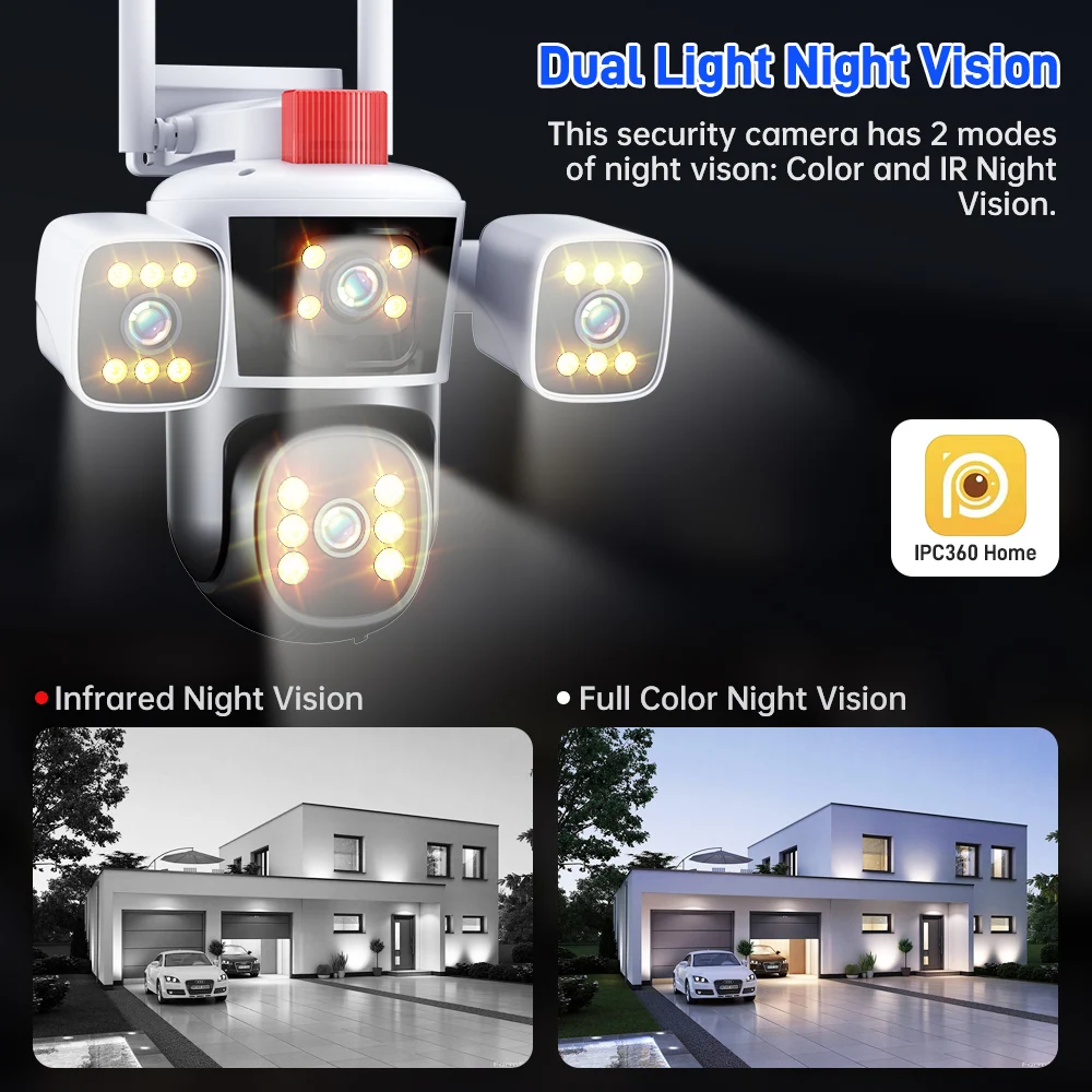 DIFANG WiFi Security Camera Outdoor, 3 Lens Rotatable,Two Way Talk,Motion Detection, night vision, 360° wireless CCTV Camera DIFANG WiFi Security Camera Outdoor, 3 Lens Rotatable,Two Way Talk,Motion Detection, night vision, 360° wireless CCTV Camera