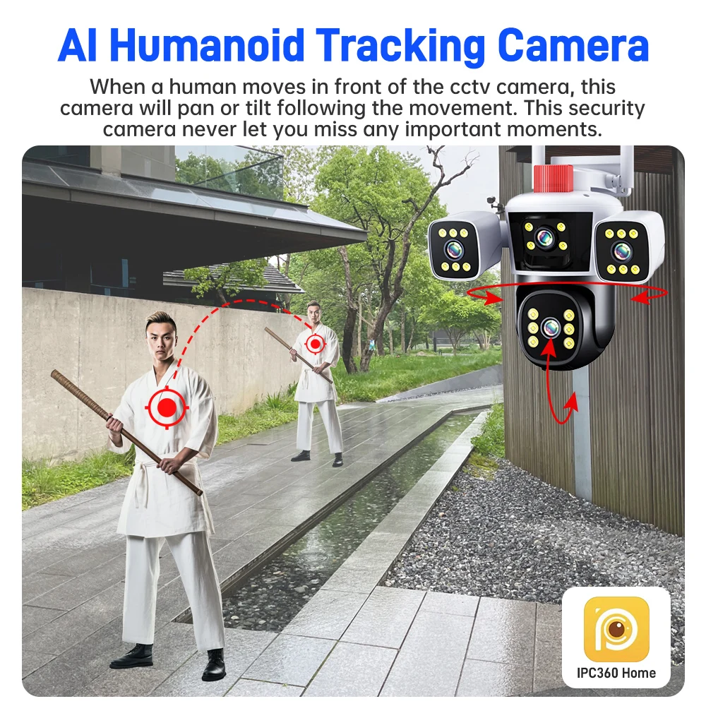 DIFANG WiFi Security Camera Outdoor, 3 Lens Rotatable,Two Way Talk,Motion Detection, night vision, 360° wireless CCTV Camera DIFANG WiFi Security Camera Outdoor, 3 Lens Rotatable,Two Way Talk,Motion Detection, night vision, 360° wireless CCTV Camera