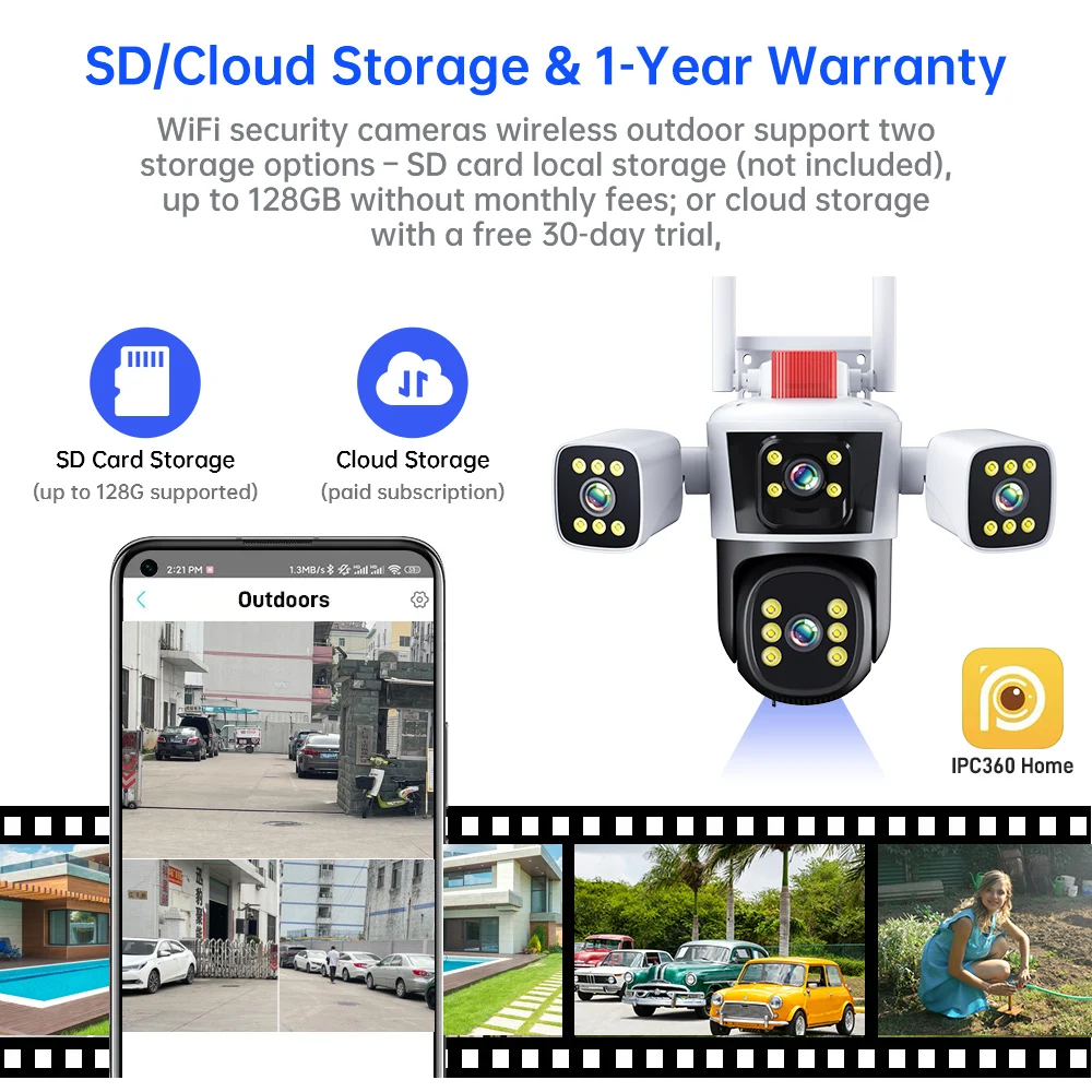 DIFANG WiFi Security Camera Outdoor, 3 Lens Rotatable,Two Way Talk,Motion Detection, night vision, 360° wireless CCTV Camera DIFANG WiFi Security Camera Outdoor, 3 Lens Rotatable,Two Way Talk,Motion Detection, night vision, 360° wireless CCTV Camera