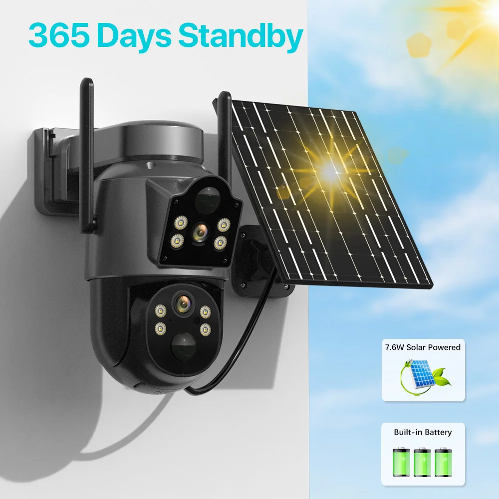 4K 8MP Wireless Solar Camera Outdoor WiFi PTZ Camera Built-in Battery 4MP PIR Detection Video Surveillance Long Time Standby 4K 8MP Wireless Solar Camera Outdoor WiFi PTZ Camera Built-in Battery 4MP PIR Detection Video Surveillance Long Time Standby