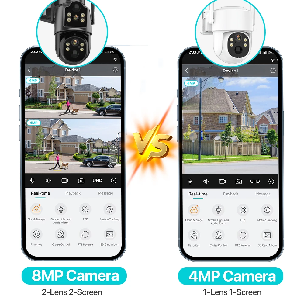 4K 8MP Wireless Solar Camera Outdoor WiFi PTZ Camera Built-in Battery 4MP PIR Detection Video Surveillance Long Time Standby