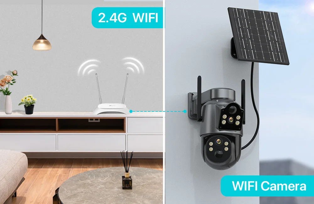 4K 8MP Wireless Solar Camera Outdoor WiFi PTZ Camera Built-in Battery 4MP PIR Detection Video Surveillance Long Time Standby