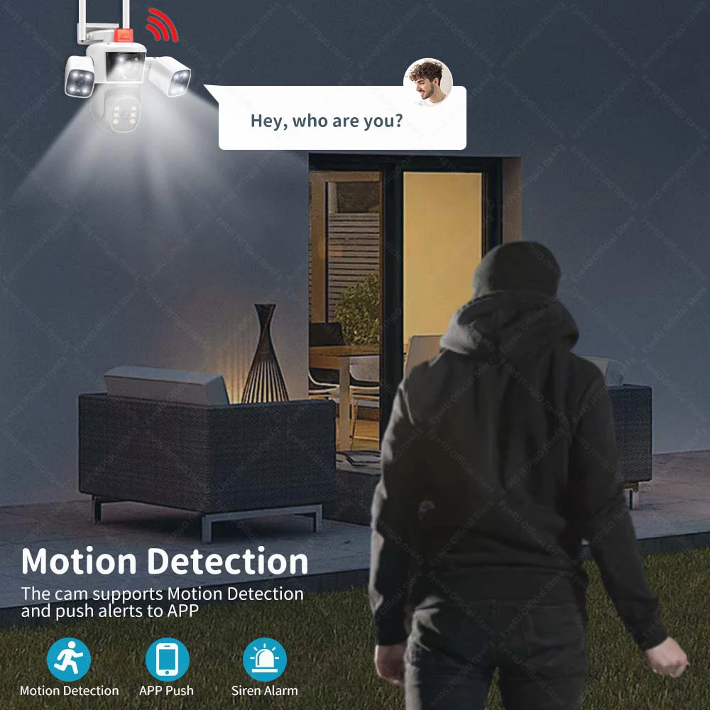 6K 12MP Security WiFi Camera Outdoor Three Screens PTZ Cameras Ai Motion Detection CCTV Video Surveillance Cam Waterproof Camera