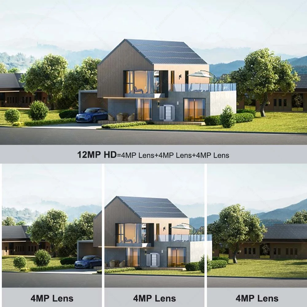 6K 12MP Security WiFi Camera Outdoor Three Screens PTZ Cameras Ai Motion Detection CCTV Video Surveillance Cam Waterproof Camera