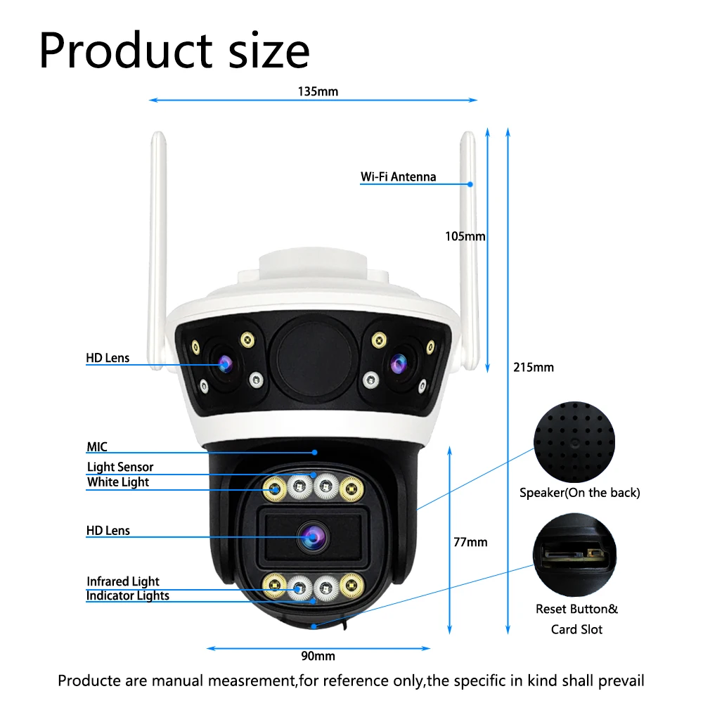 Outdoor Wifi Surveillance Cameras Wi-fi Surveillance Camera for Home 360 Video Recording Security Wireless Protection