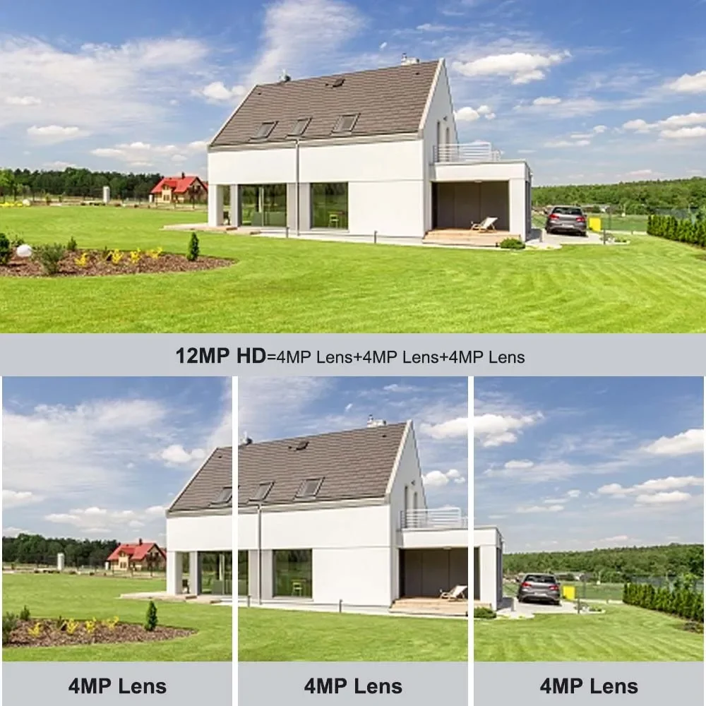 6K 12MP IP Camera Three Lens Outdoor PTZ WiFi Wireless Smart Home Security Protection Auto Tracking CCTV Video Surveillance