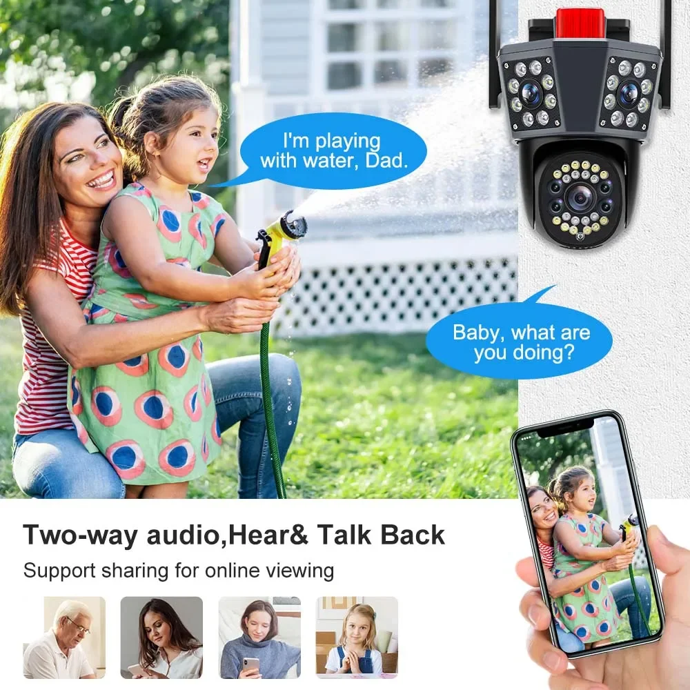 6K 12MP IP Camera Three Lens Outdoor PTZ WiFi Wireless Smart Home Security Protection Auto Tracking CCTV Video Surveillance
