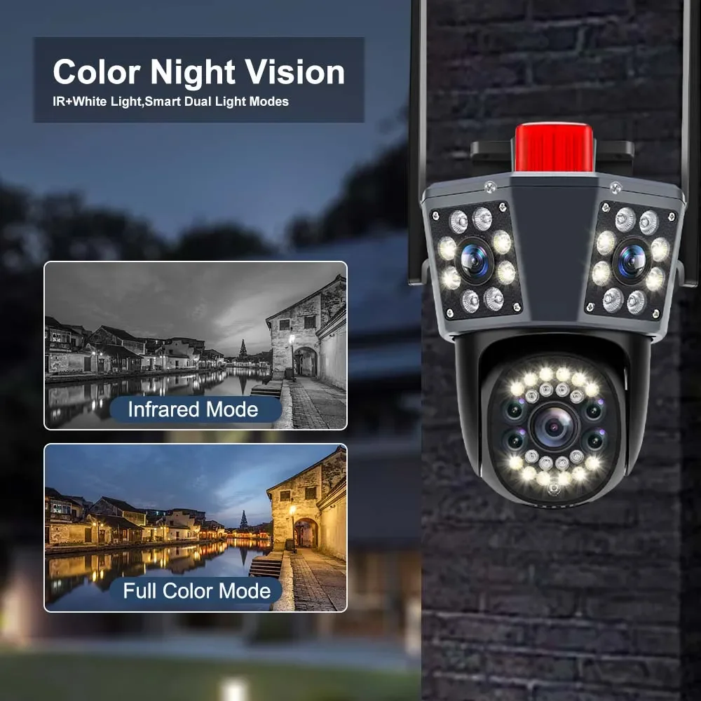 6K 12MP IP Camera Three Lens Outdoor PTZ WiFi Wireless Smart Home Security Protection Auto Tracking CCTV Video Surveillance