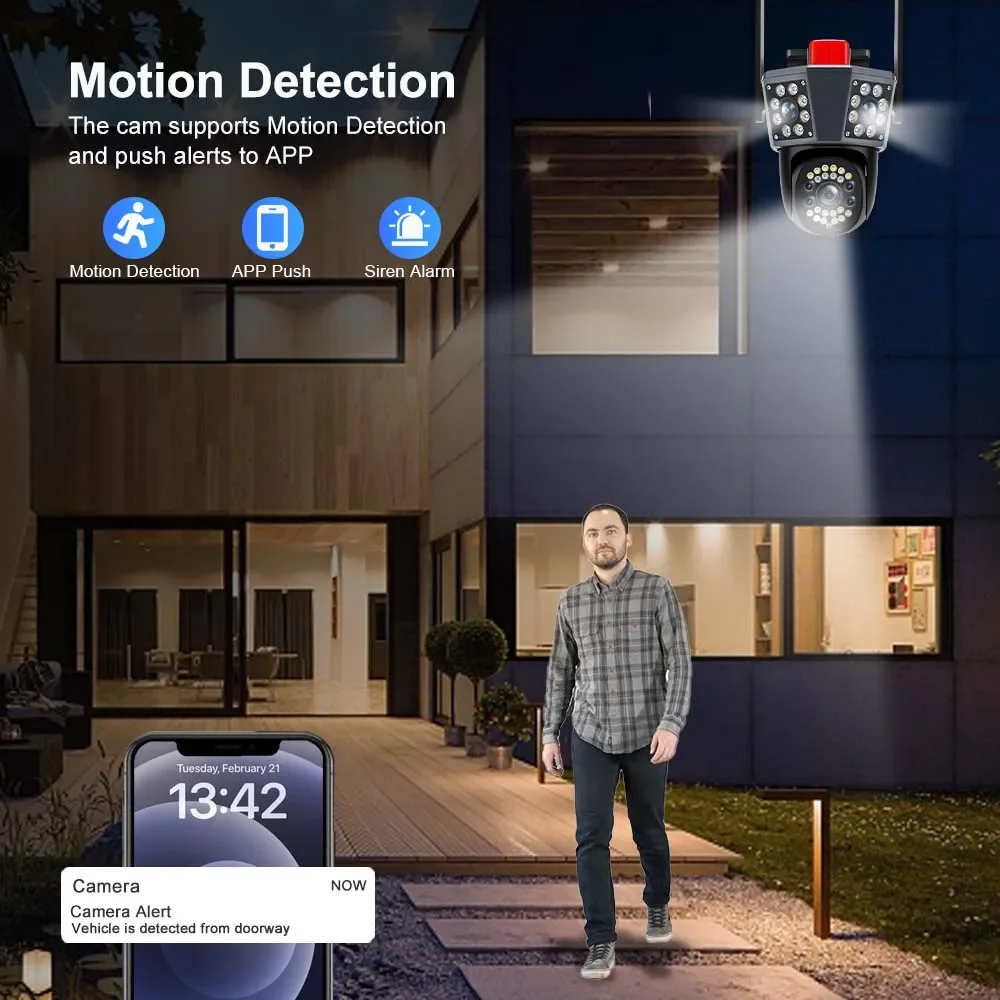 6K 12MP IP Camera Three Lens Outdoor PTZ WiFi Wireless Smart Home Security Protection Auto Tracking CCTV Video Surveillance 6K 12MP IP Camera Three Lens Outdoor PTZ WiFi Wireless Smart Home Security Protection Auto Tracking CCTV Video Surveillance