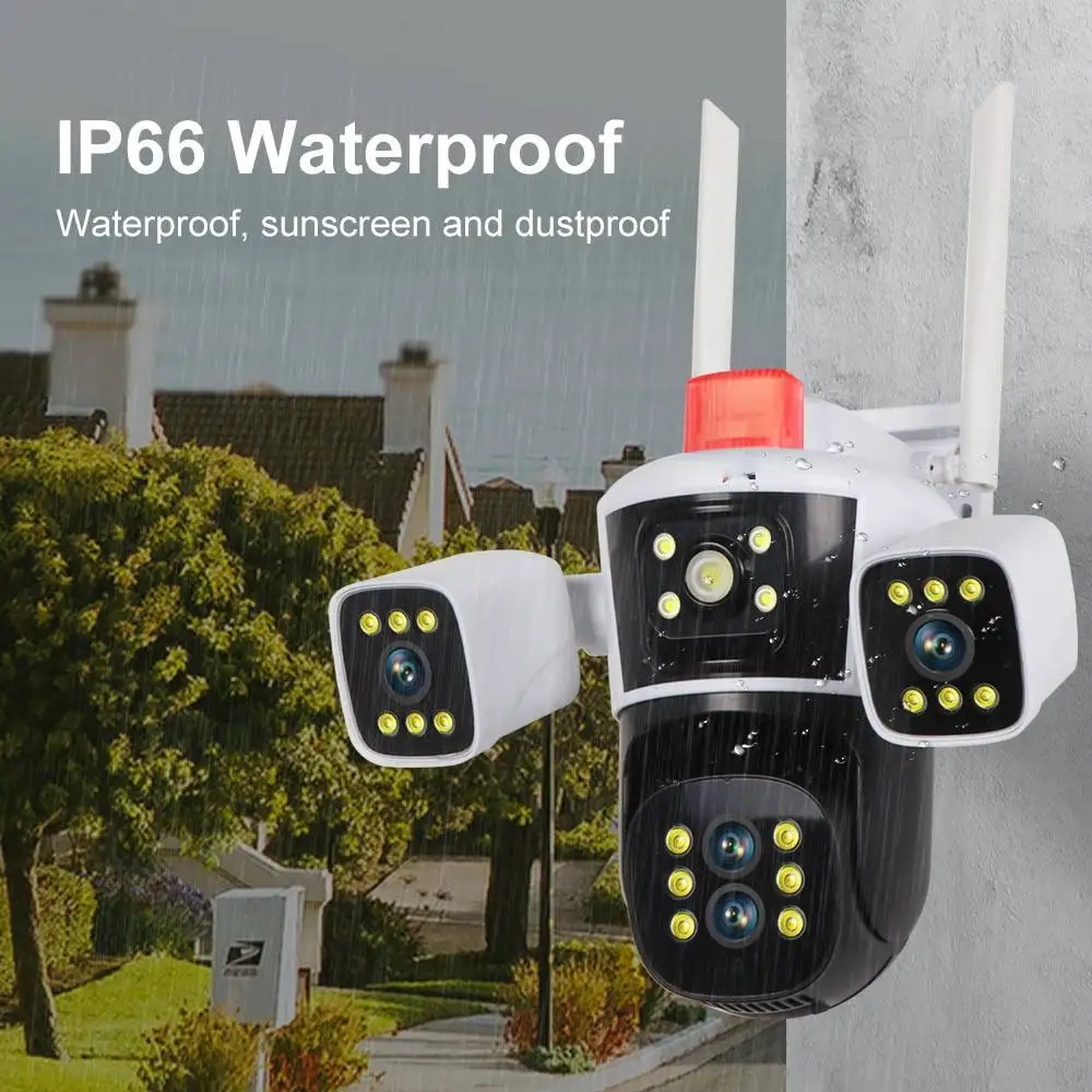 8K 16MP IP Camera WiFi Three Screens Outdoor PTZ Cameras Home Security Protection Auto Tracking CCTV Video Surveillance Cam
