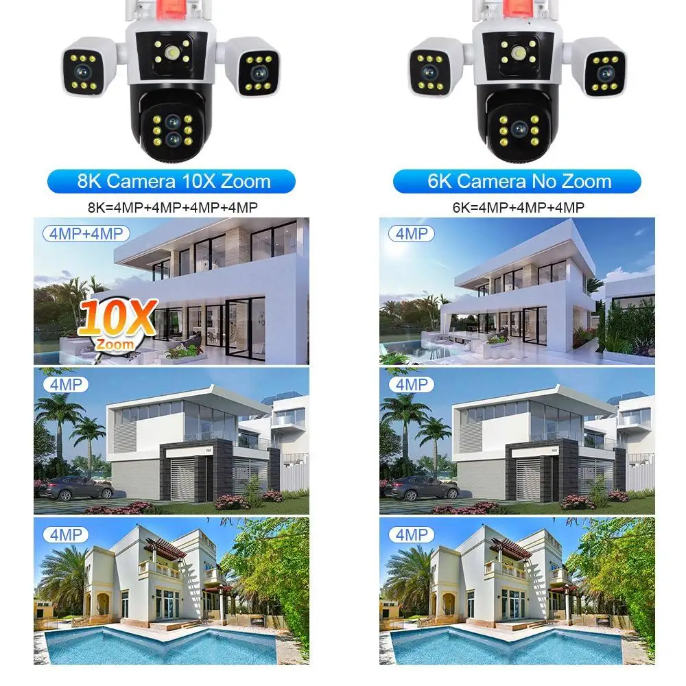 8K 16MP IP Camera WiFi Three Screens Outdoor PTZ Cameras Home Security Protection Auto Tracking CCTV Video Surveillance Cam 8K 16MP IP Camera WiFi Three Screens Outdoor PTZ Cameras Home Security Protection Auto Tracking CCTV Video Surveillance Cam