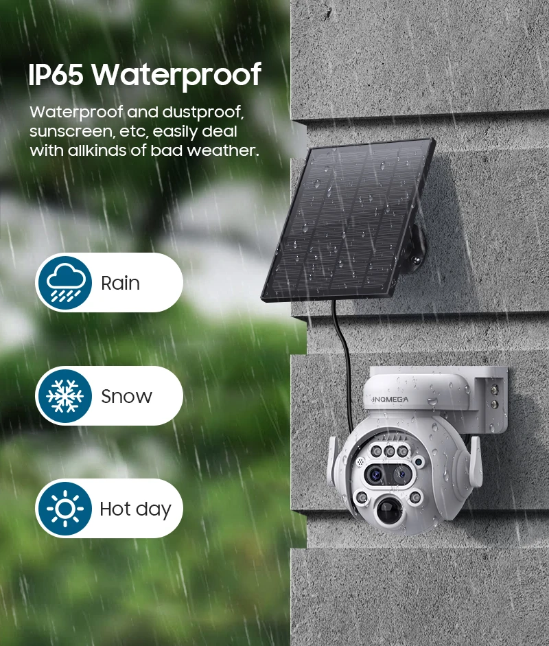 INQMEGA 3K 6MP 4G Camera with Solar Panel Security Camera 12X ZOOM Outdoor Surveillance PTZ Camera PIR Human Detection Video CAM