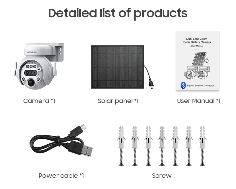 INQMEGA 3K 6MP 4G Camera with Solar Panel Security Camera 12X ZOOM Outdoor Surveillance PTZ Camera PIR Human Detection Video CAM