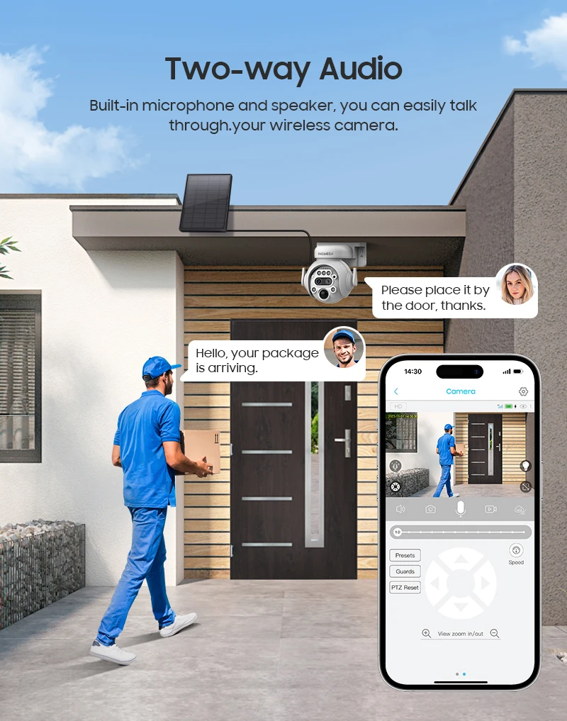 INQMEGA 3K 6MP 4G Camera with Solar Panel Security Camera 12X ZOOM Outdoor Surveillance PTZ Camera PIR Human Detection Video CAM