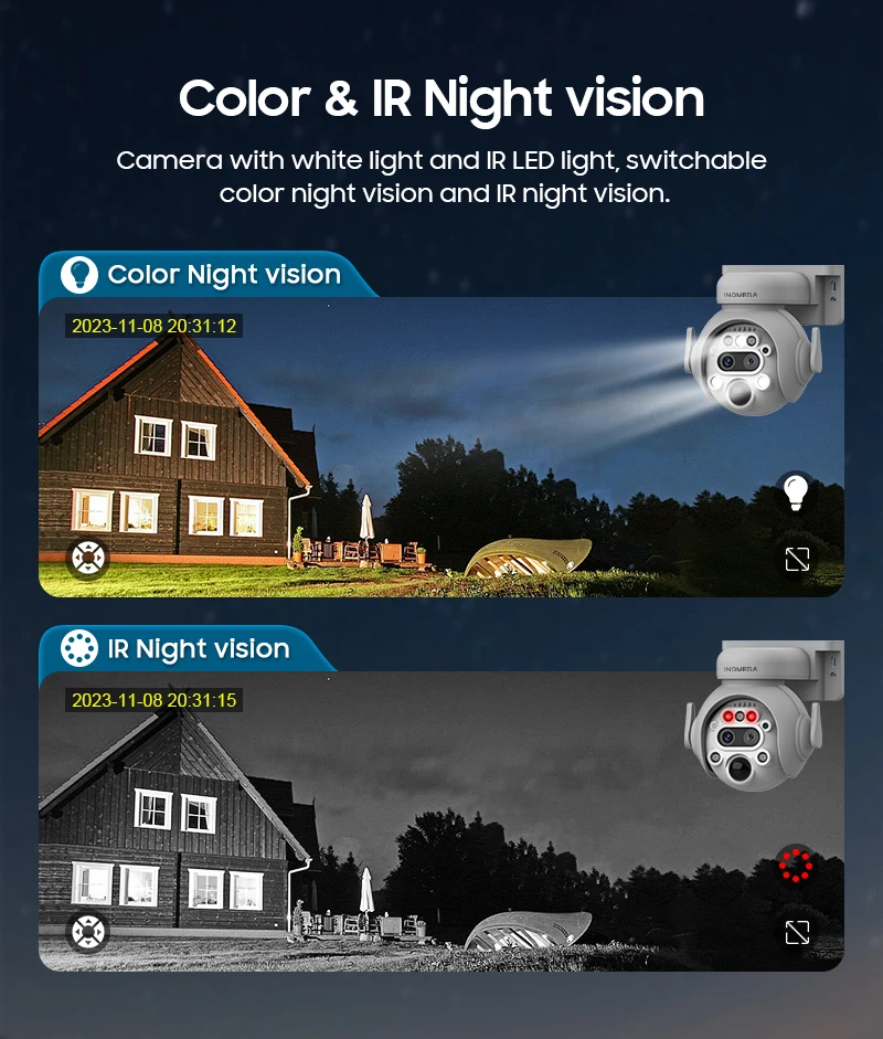 INQMEGA 3K 6MP 4G Camera with Solar Panel Security Camera 12X ZOOM Outdoor Surveillance PTZ Camera PIR Human Detection Video CAM