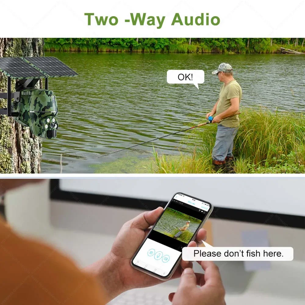 4G SIM IP Solar Camera 2K 4MP Outdoor Wireless WIFI Wildlife Camera PTZ Video Surveillance Security Protection CCTV Monitor