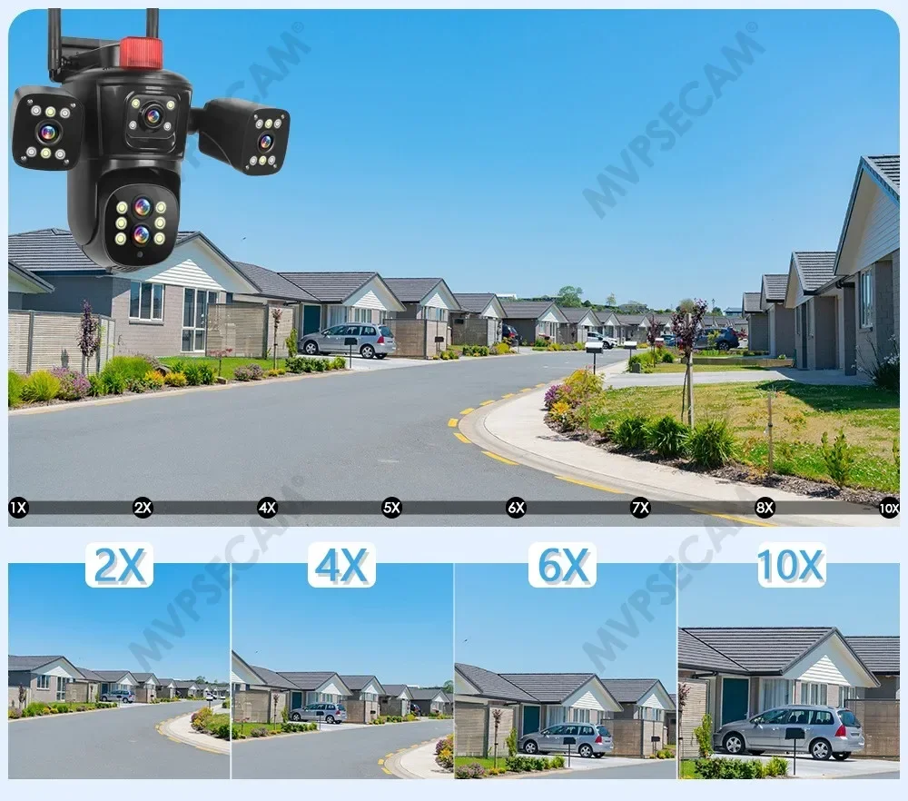 20MP Four screens 10X Zoom WiFi IP Camera 10K CCTV PTZ Cam Auto Tracking Video Outdoor Wifi Surveillance Cameras