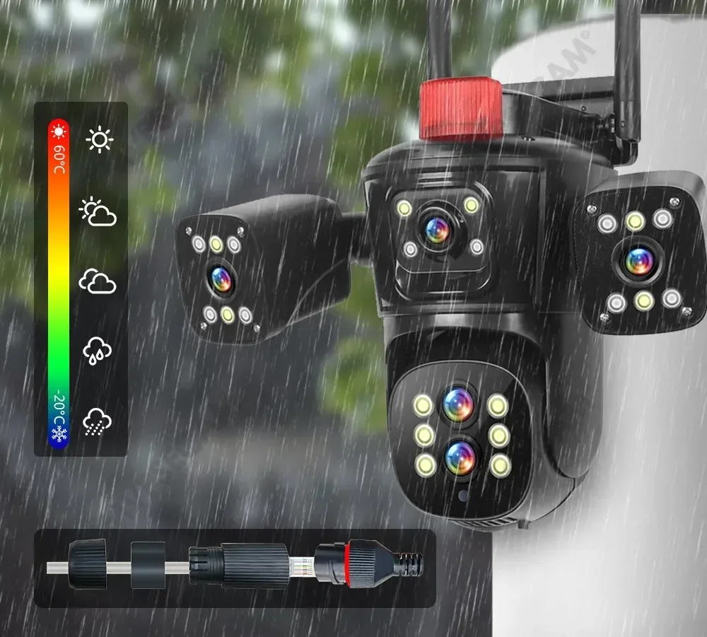 20MP Four screens 10X Zoom WiFi IP Camera 10K CCTV PTZ Cam Auto Tracking Video Outdoor Wifi Surveillance Cameras