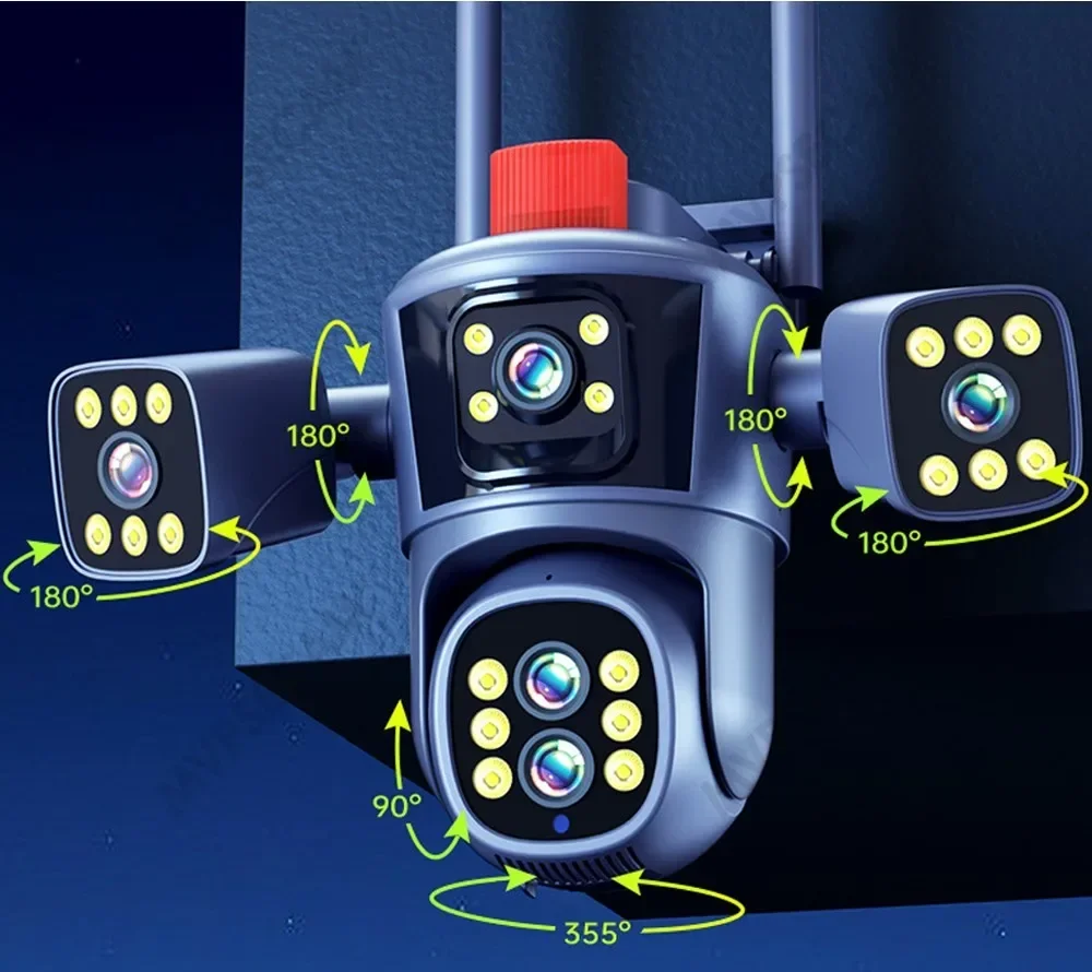 20MP Four screens 10X Zoom WiFi IP Camera 10K CCTV PTZ Cam Auto Tracking Video Outdoor Wifi Surveillance Cameras