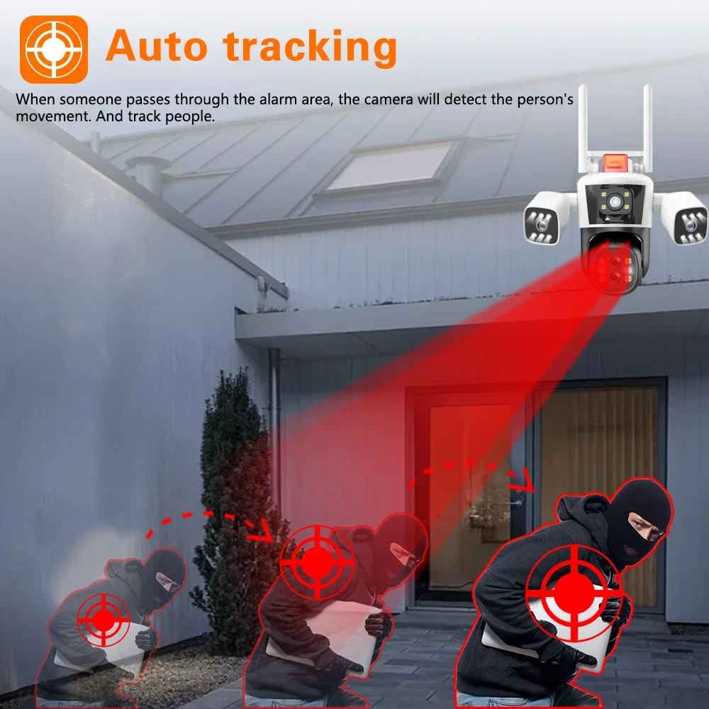 8K 16MP IP Camera Four Lens 10X Zoom Outdoor WiFi PTZ Security Protection Three Screens CCTV Video Surveillance AI Auto Tracking 8K 16MP IP Camera Four Lens 10X Zoom Outdoor WiFi PTZ Security Protection Three Screens CCTV Video Surveillance AI Auto Tracking