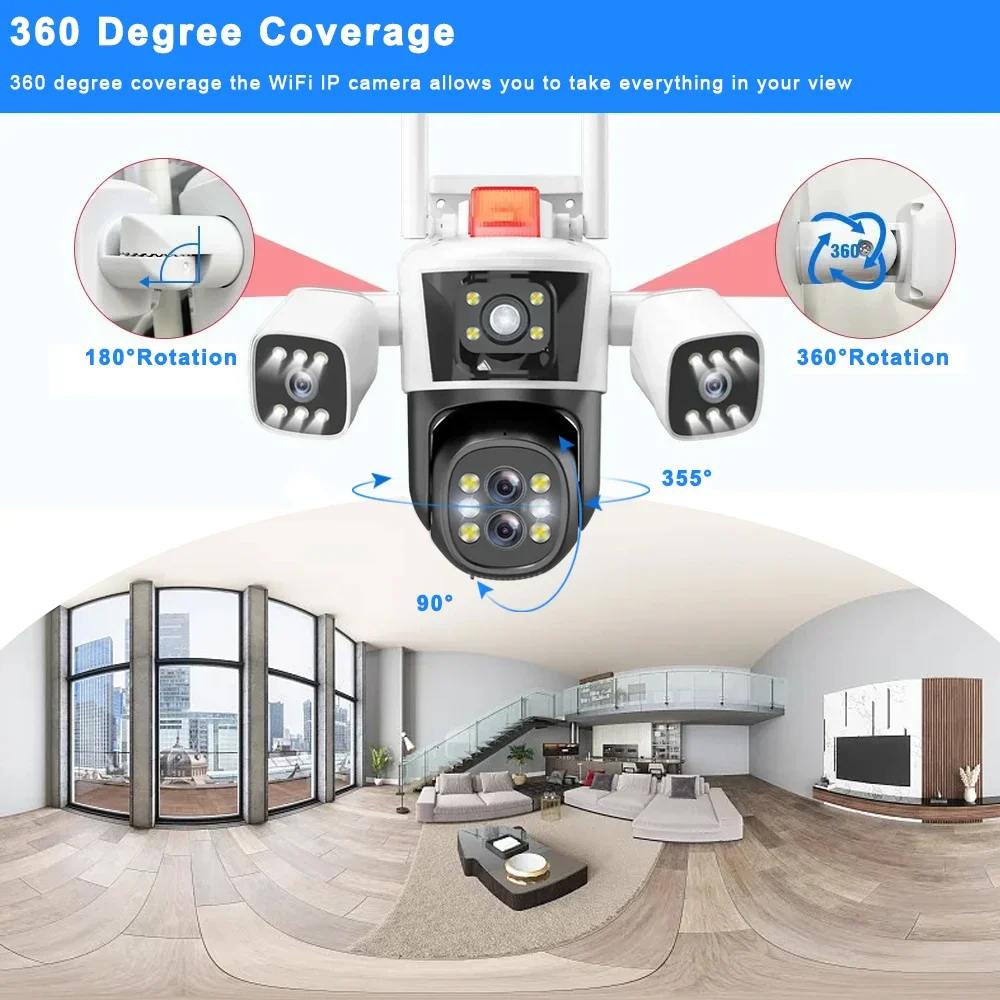8K 16MP IP Camera Four Lens 10X Zoom Outdoor WiFi PTZ Security Protection Three Screens CCTV Video Surveillance AI Auto Tracking 8K 16MP IP Camera Four Lens 10X Zoom Outdoor WiFi PTZ Security Protection Three Screens CCTV Video Surveillance AI Auto Tracking