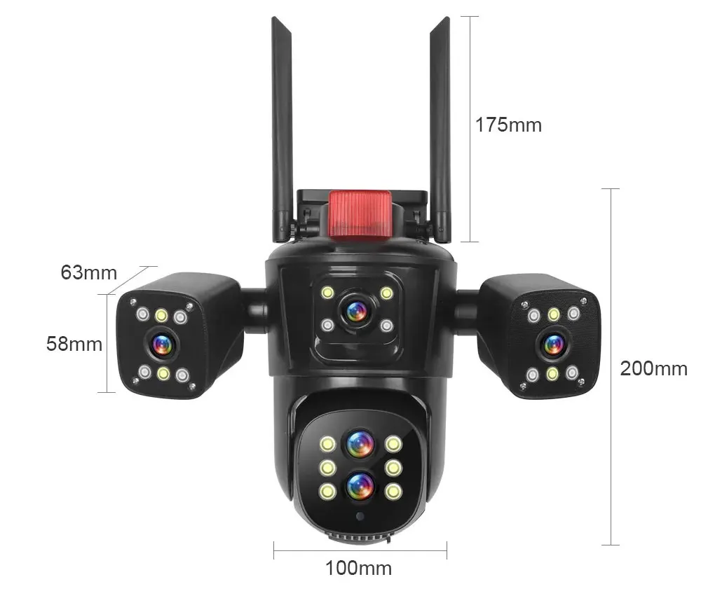 20MP 10K Security Protection Camera WiFi Outdoor 10X Zoom Five Lens Four Screens CCTV Video Surveillance Auto Tracking PTZ Cam