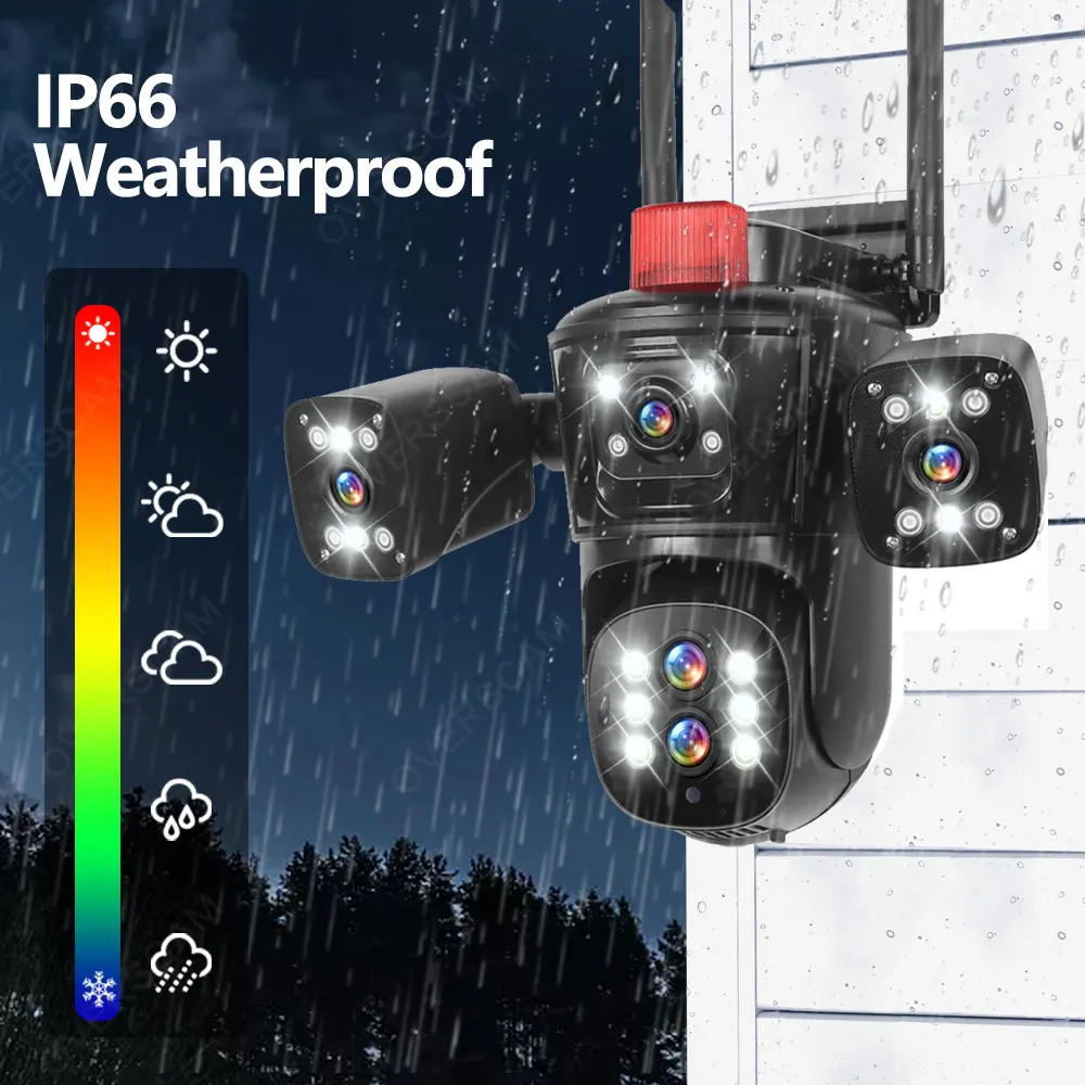 20MP 10K Security Protection Camera WiFi Outdoor 10X Zoom Five Lens Four Screens CCTV Video Surveillance Auto Tracking PTZ Cam