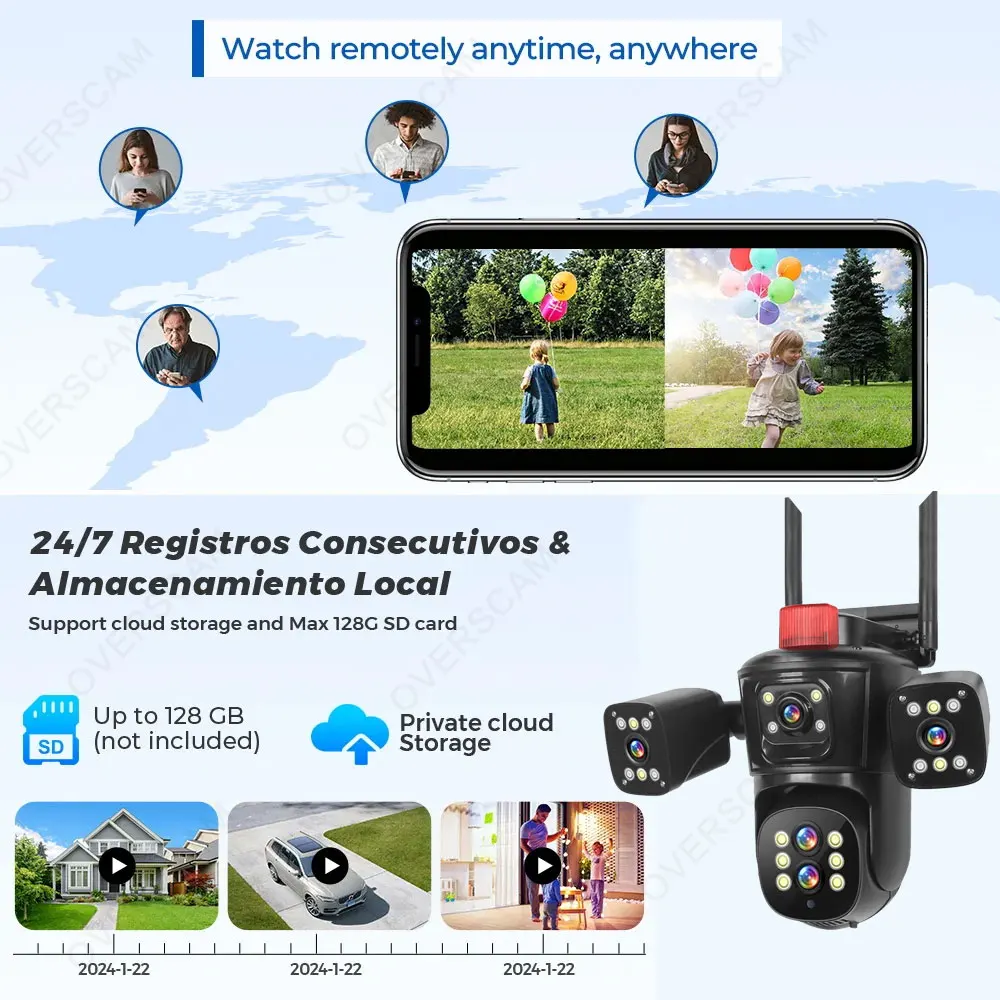 20MP 10K Security Protection Camera WiFi Outdoor 10X Zoom Five Lens Four Screens CCTV Video Surveillance Auto Tracking PTZ Cam