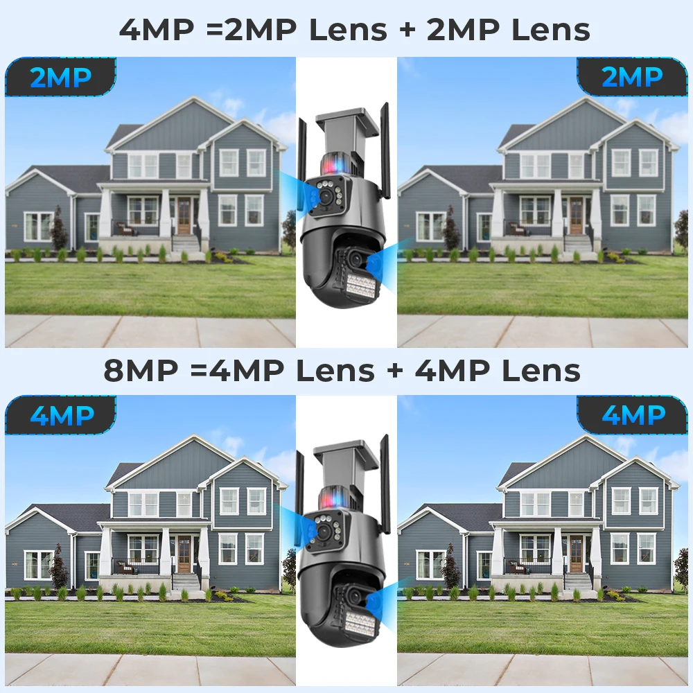 4.5K 9MP WIFI Camera Outdoor 8X Zoom Three Lens Dual Screen Audio Home Security 6MP PTZ Auto Tracking CCTV Video Surveillance