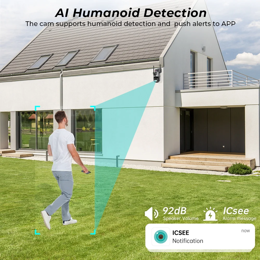 4.5K 9MP WIFI Camera Outdoor 8X Zoom Three Lens Dual Screen Audio Home Security 6MP PTZ Auto Tracking CCTV Video Surveillance