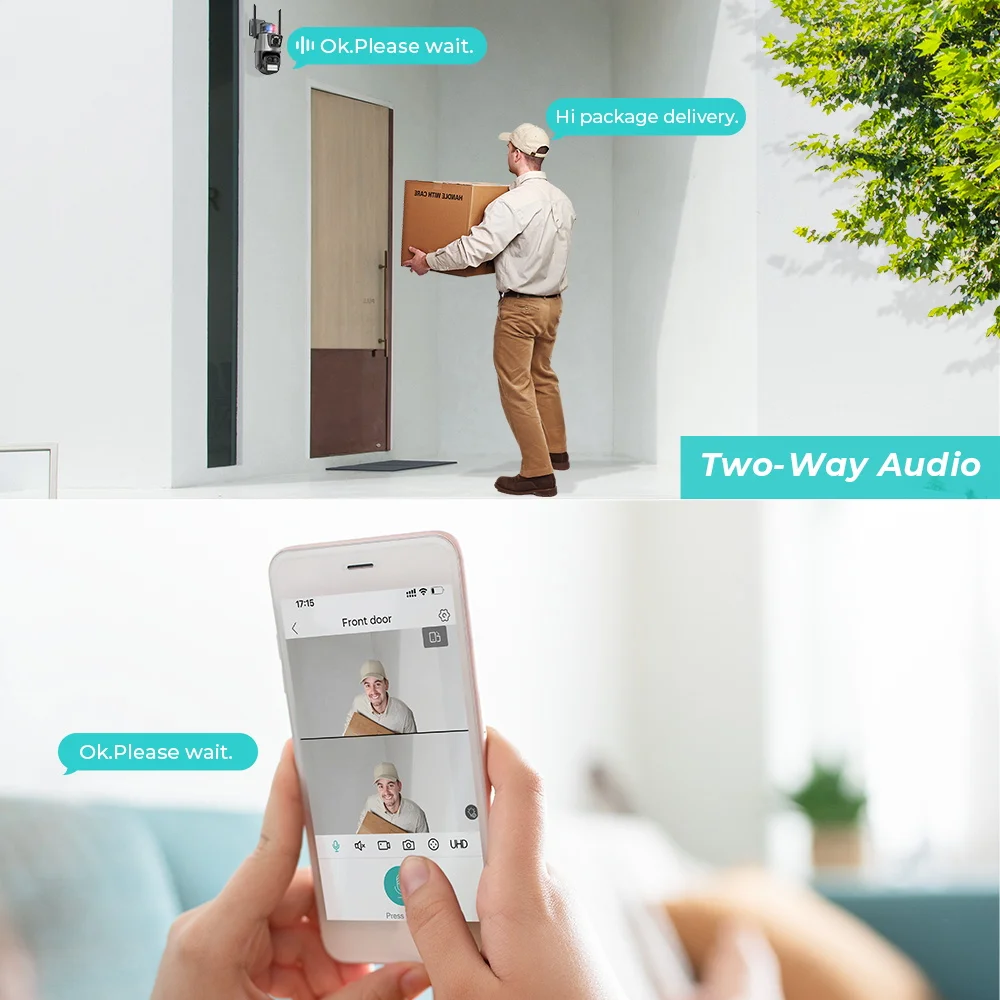 4.5K 9MP WIFI Camera Outdoor 8X Zoom Three Lens Dual Screen Audio Home Security 6MP PTZ Auto Tracking CCTV Video Surveillance