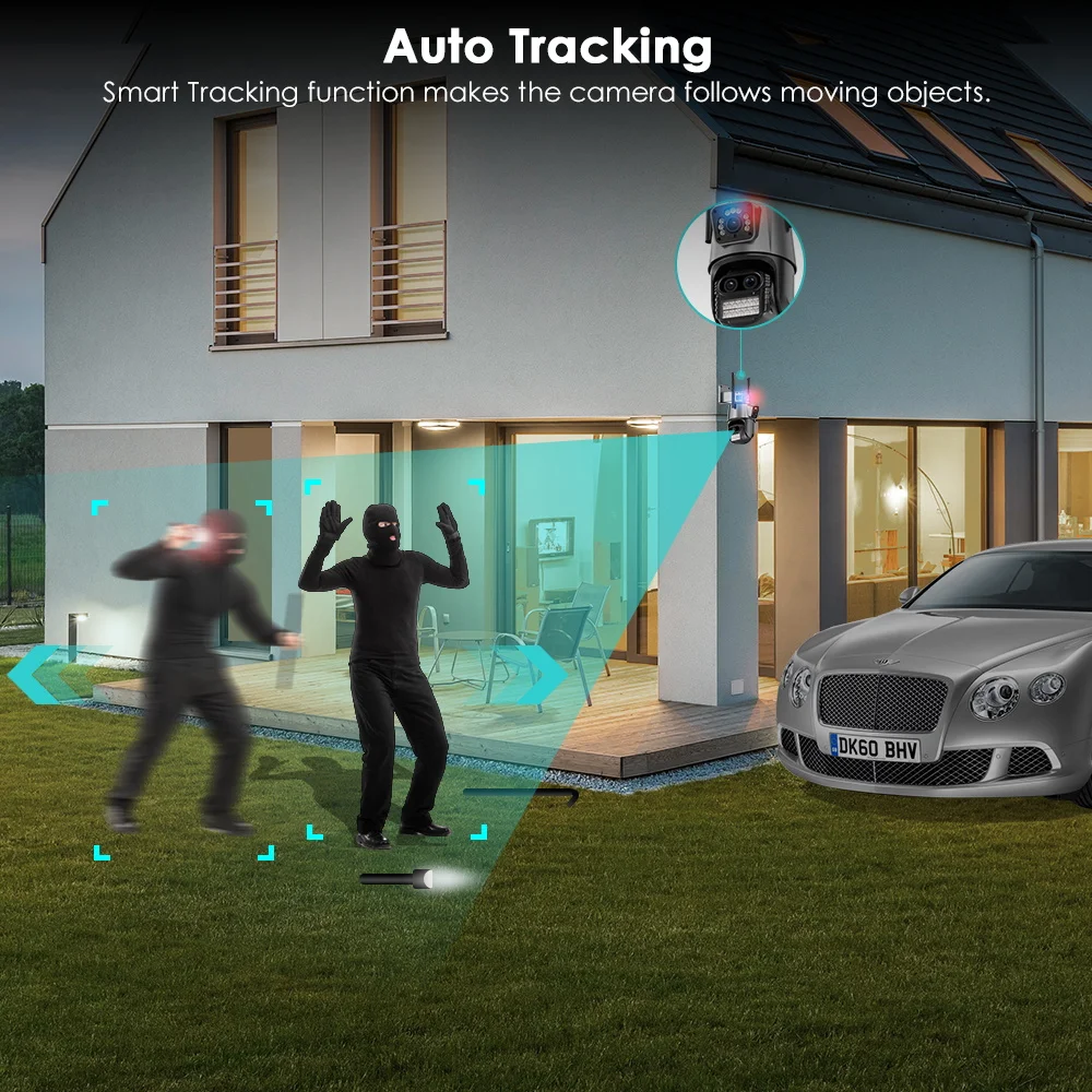4.5K 9MP WIFI Camera Outdoor 8X Zoom Three Lens Dual Screen Audio Home Security 6MP PTZ Auto Tracking CCTV Video Surveillance
