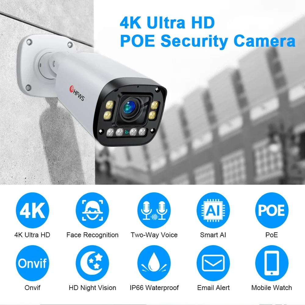 4K video camera 8MP Auto Focus Poe ip camera H.265 Onvif AI Face Detection Humanoid CCTV Home surveillance cameras 4K video camera 8MP Auto Focus Poe ip camera H.265 Onvif AI Face Detection Humanoid CCTV Home surveillance cameras