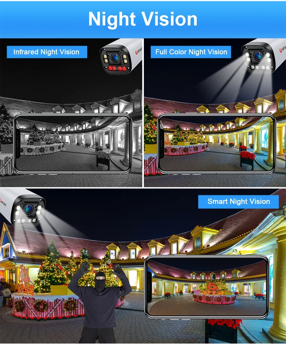 4K video camera 8MP  Auto Focus Poe  ip camera  H.265 Onvif AI Face Detection Humanoid  CCTV Home  surveillance cameras