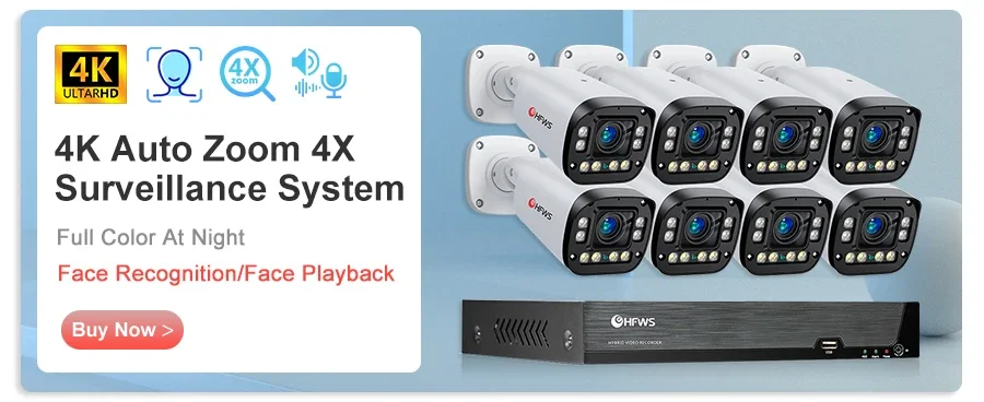 4K video camera 8MP  Auto Focus Poe  ip camera  H.265 Onvif AI Face Detection Humanoid  CCTV Home  surveillance cameras